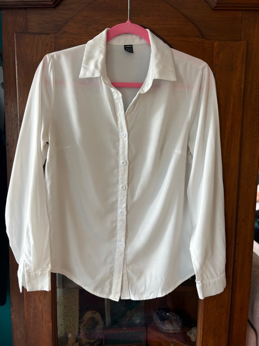 SHEIN White Collared Button Blouse